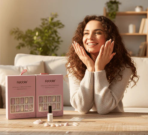 Febble - Soft Lavender & Silver Glitter Press-On Nails (Original)